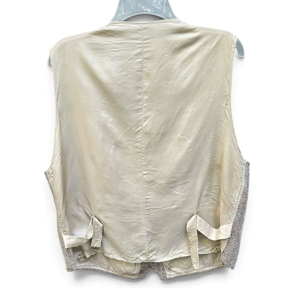 Polo Ralph Lauren Herringbone Wool Linen Silk Vest Waistcoat XL Preppy Academia